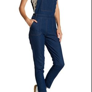 English factory scalloped denim overalls size M